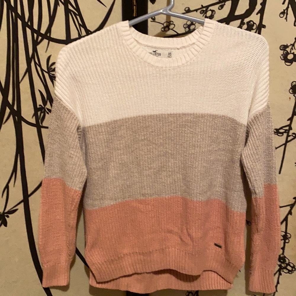 Hollister Knit Striped Ribbed Oversized Pullover Sweater